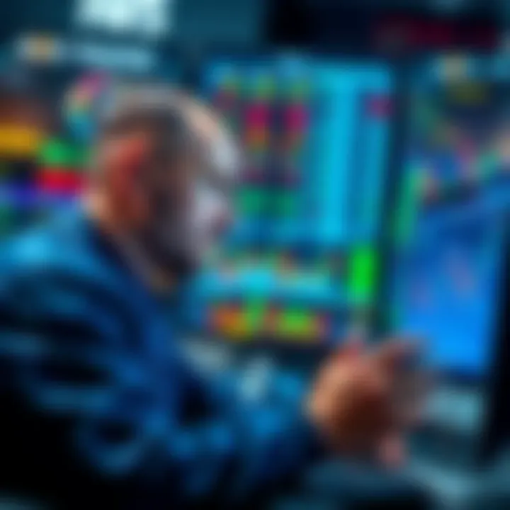 A trader closely examining charts and data on a computer screen, focused on improving trading strategy.