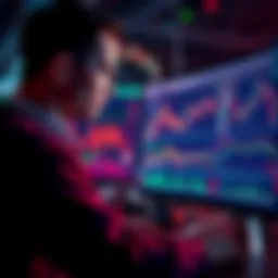 A trader focused on screen displaying order flow charts and volume profiles, illustrating risk management strategies for trading.