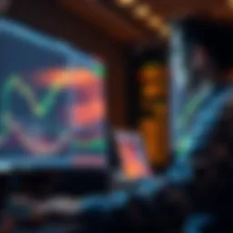 A trader looking at financial charts on a computer screen, focusing on identifying profitable trading setups.