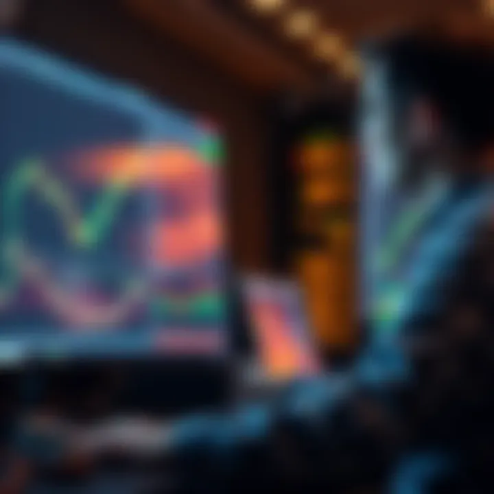 A trader looking at financial charts on a computer screen, focusing on identifying profitable trading setups.