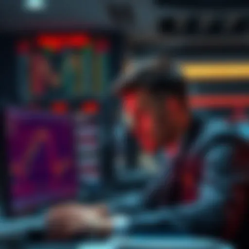 A trader looks confused while checking stock charts on a computer, reflecting uncertainty during a market dip.