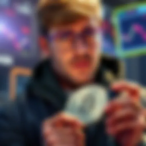 A trader looking concerned while holding a Ledger wallet, symbolizing a financial loss in Bitcoin.