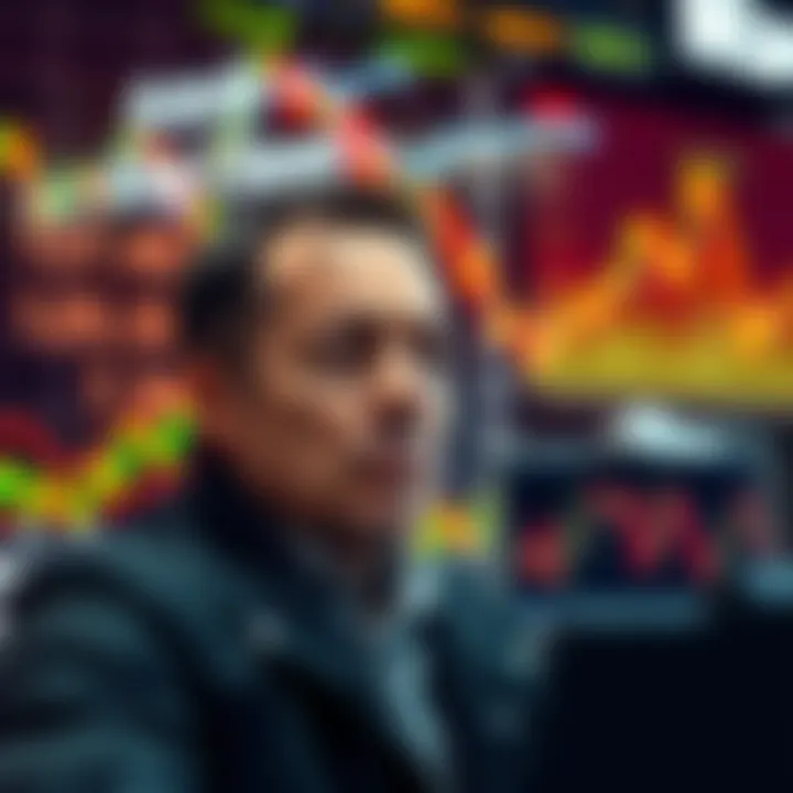 A trader anxiously watching market graphs with a worried expression, reflecting on missed investment opportunities