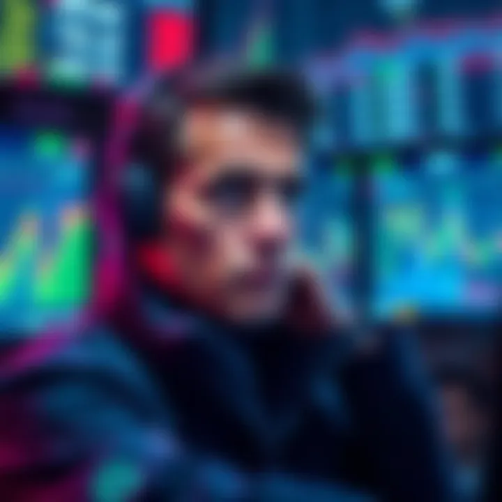 A trader looks concerned while watching market charts showing fluctuations in cryptocurrency values
