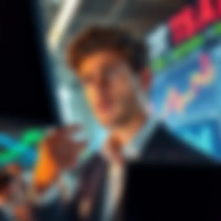 A concerned trader looking at a screen showing rising prices, showing signs of anxiety.