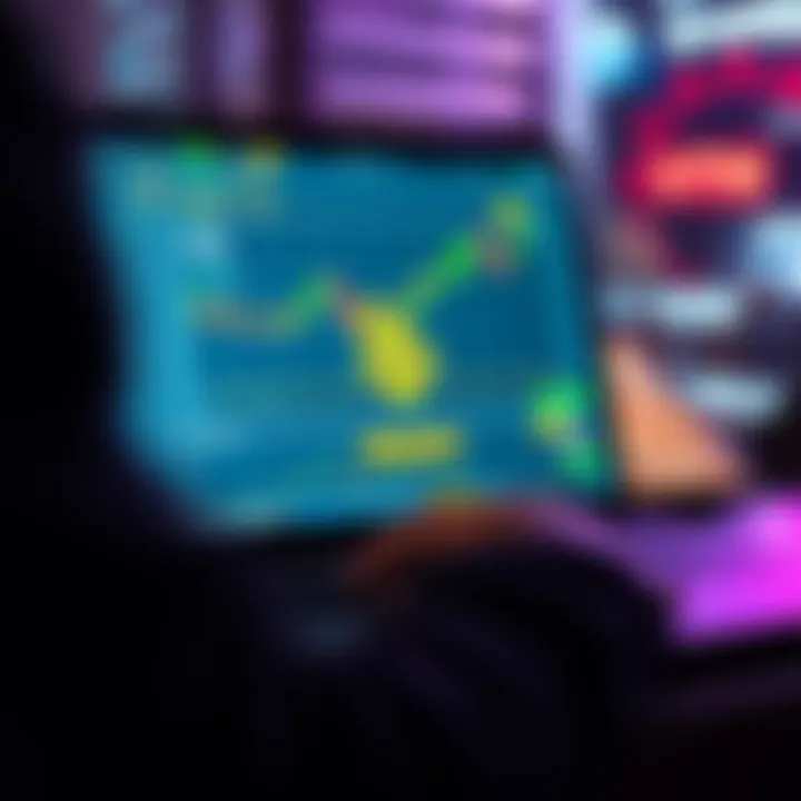 A trader accessing Binance on a laptop while using a VPN, emphasizing security while trading.