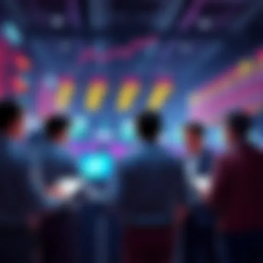 Group of traders discussing rules for USDC in a market setting