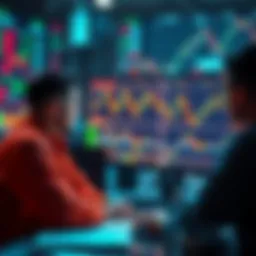 A group of traders studying market charts and graphs on a computer screen to understand liquidation risks in perpetual trading.