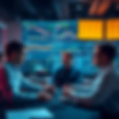 Group of traders sharing ideas and strategies in a discussion forum