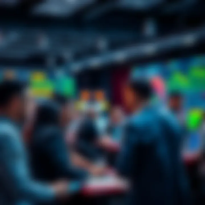 People engaging in a trading discussion, sharing insights and strategies at a forum.