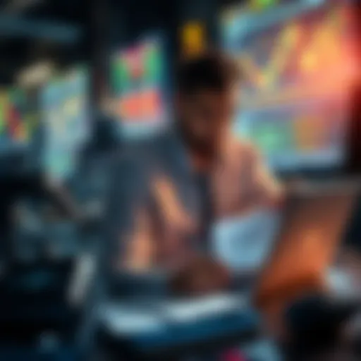 A trader reviewing charts and strategies with notes and a laptop in front of them, focused on improving their trading skills.