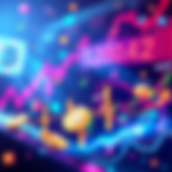 A vibrant graphic showcasing the BitMart Trading Bonanza event with 10,000 USDT rewards, featuring coins and dynamic trading charts