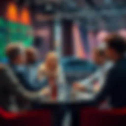 People sharing trading ideas and insights in a friendly group setting