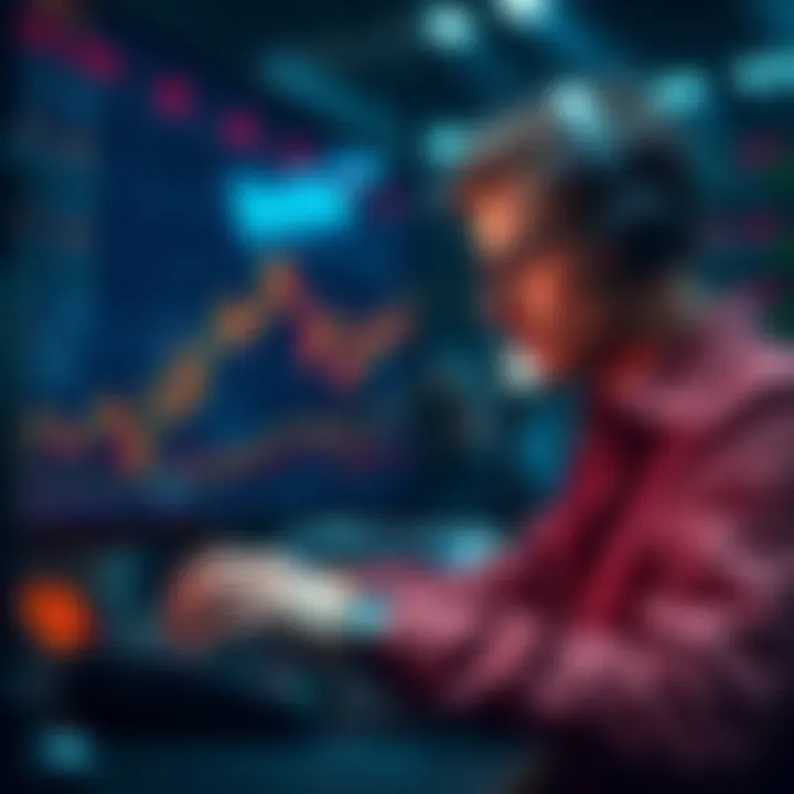 A trader analyzing market trends with a new crypto trading indicator that shows a 40% profit