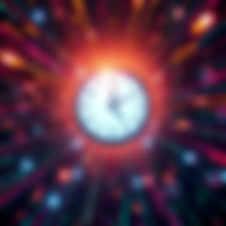 A visual representation of the transition from Weatherchain to GaiaLog, showing digital data streams and a clock to symbolize the 1 transaction per second goal.