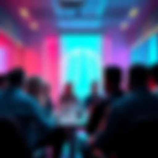 A group of people discussing governance and voting issues related to Alchemy Pay in a meeting setting.