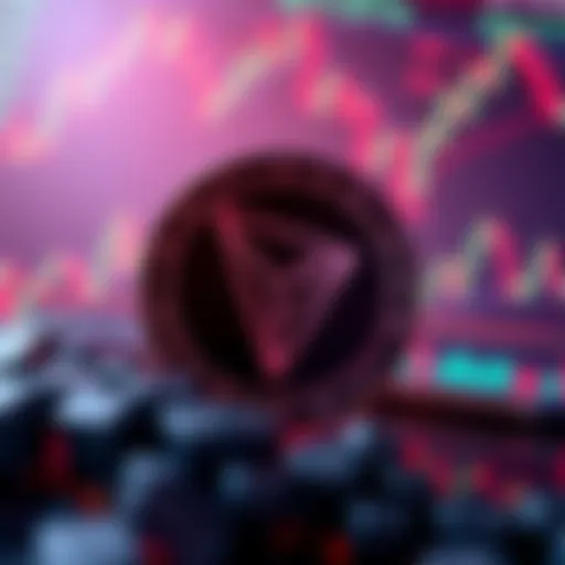 A visual representation of Tron coin's performance in the cryptocurrency market, with charts and community discussions in the background.