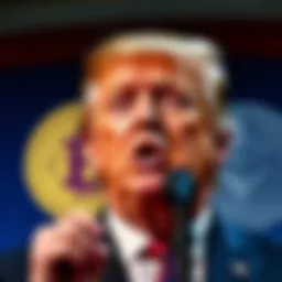 Former President Trump speaks passionately about the CLARITY Act while Bitcoin and Ethereum symbols are shown in the background.