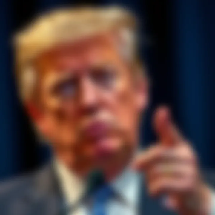 Former President Trump speaking against the Federal Reserve's decision to raise interest rates, emphasizing that rates should stay low, with a serious expression.