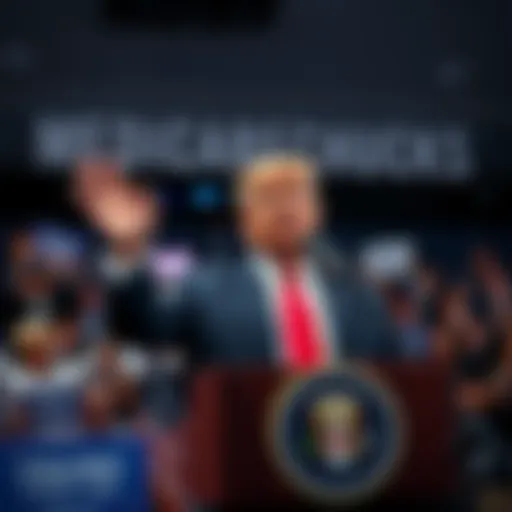 President Trump speaking to seniors about Medicare checks and dividends during a campaign rally