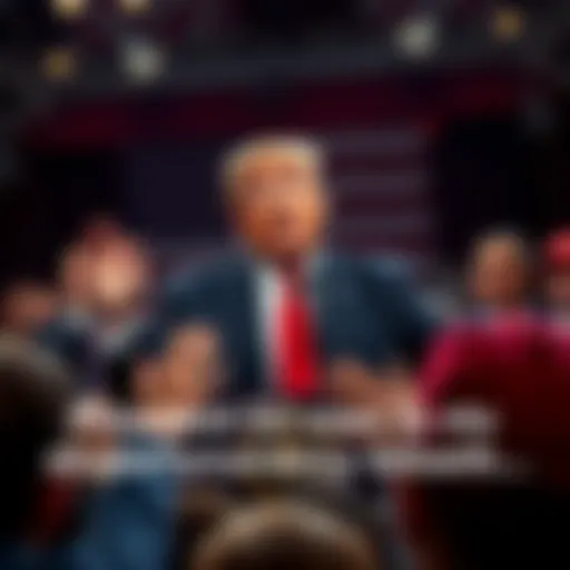 President Trump speaking to a crowd, showing support for cryptocurrency growth and stability