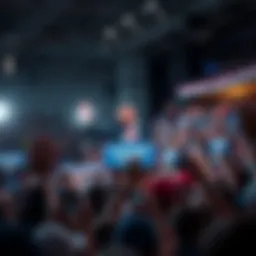Donald Trump speaking at a campaign rally with a large crowd of supporters