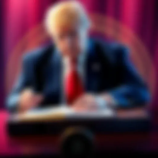 President Trump signing a pardon with Binance logo in the background