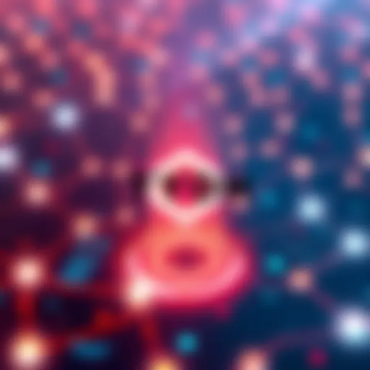 An illustration showing Tyon's logo with a digital background representing the Hedera blockchain