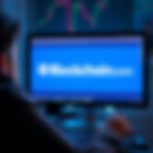 A frustrated person looking at a computer screen with Blockchain.com logo and a locked account message