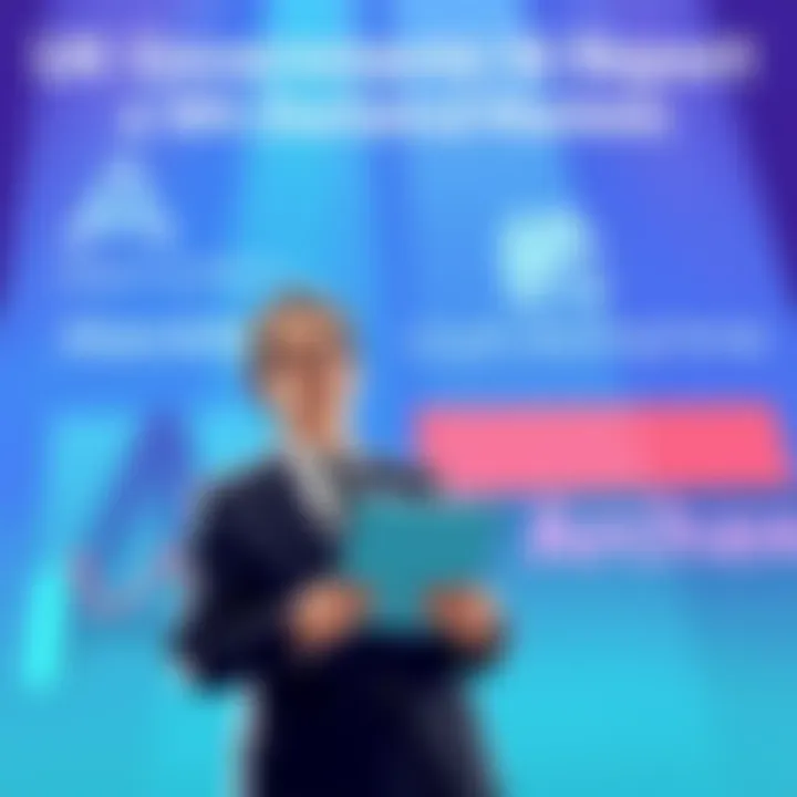 UK Government Report on Digital Markets Illustration of a UK government official presenting a report on wholesale digital markets with logos of Aberdeen, Archax, and Lloyd's Banking Group in the background.
