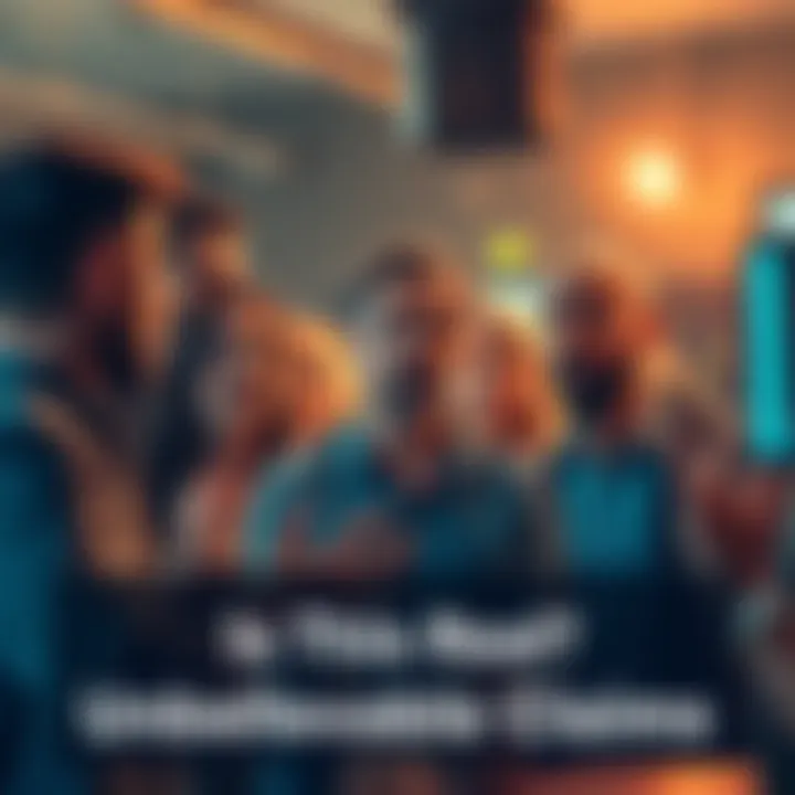 Unbelievable Claims A group of people discussing surprising claims in a lively setting, showing various reactions of disbelief and curiosity.