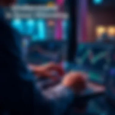 A person analyzing Ethereum charts and data on a laptop while considering investment options