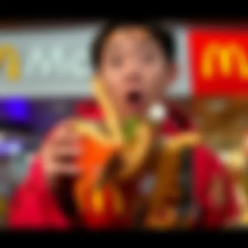 A person looking surprised while holding a McDonald's bag with unexpected food items spilling out