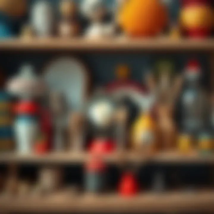 A close-up view of a diverse collection of unique items, each with its own story, carefully arranged on a shelf