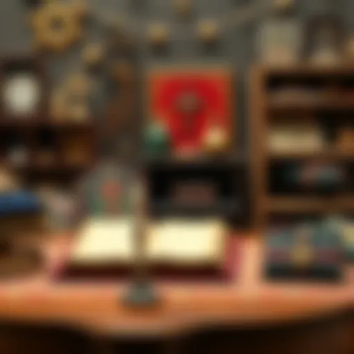 A collection of unusual religious items including a circumcision practice kit and various collectibles on a tabletop.
