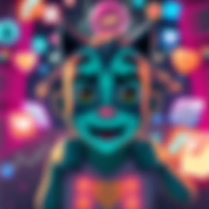 A distinctive wojak character expressing various emotions, surrounded by digital symbols reflecting online culture.