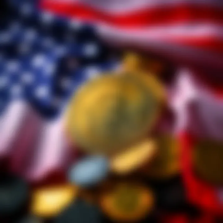 A visual representation of the US flag and cryptocurrency symbols, illustrating the seizure of Iranian crypto assets.