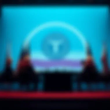 US government officials discussing financial actions against Iran, with Tether logo and a frozen assets graphic in the background