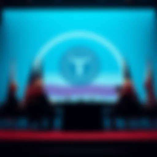 US government officials discussing financial actions against Iran, with Tether logo and a frozen assets graphic in the background