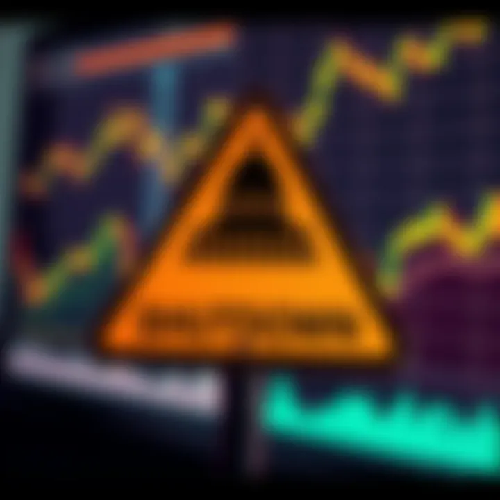 A warning sign indicating a potential US government shutdown with financial graphs in the background, symbolizing uncertainty in the economy.