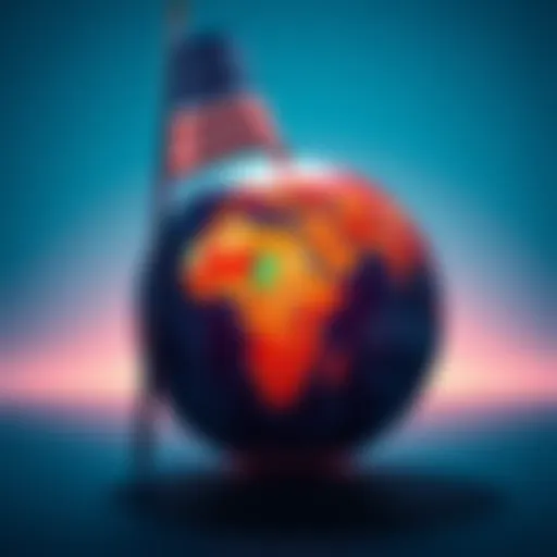 A US flag stands alongside a globe highlighting the Global South, symbolizing the US voting against the new world map resolution at the UN.