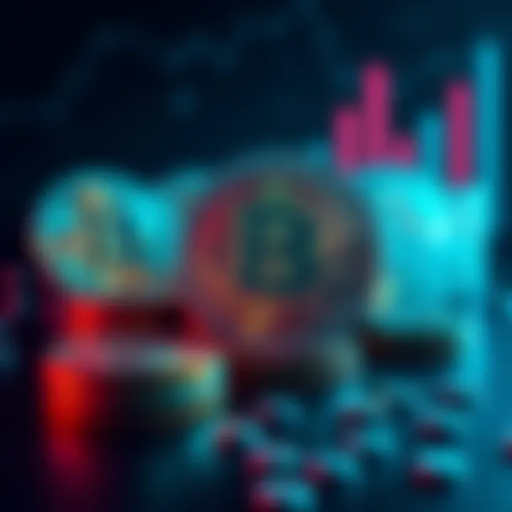 A visual representation of USDC coins with interest rate symbols, highlighting the concept of earning interest on deposits, including a minimum deposit icon.