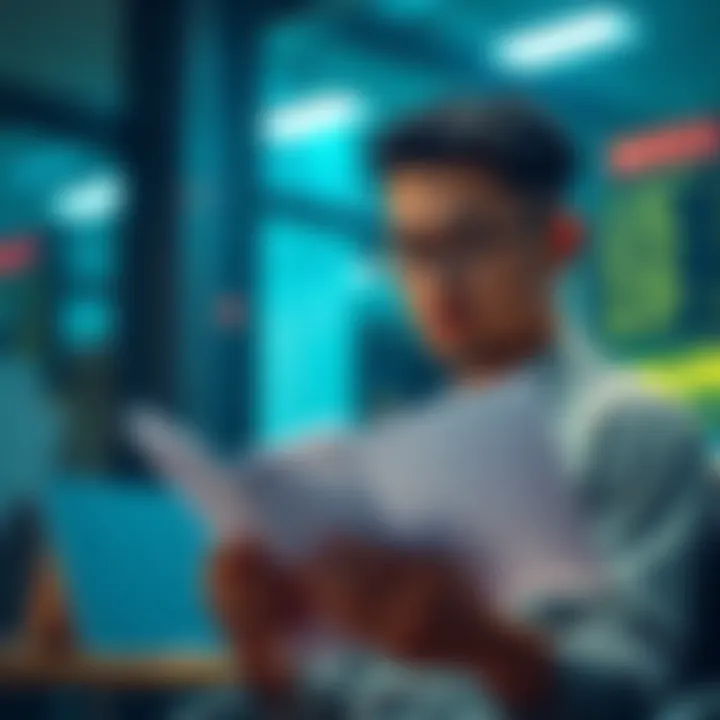 A freelance translator looking confused while checking an invoice for missing network details related to USDT payment