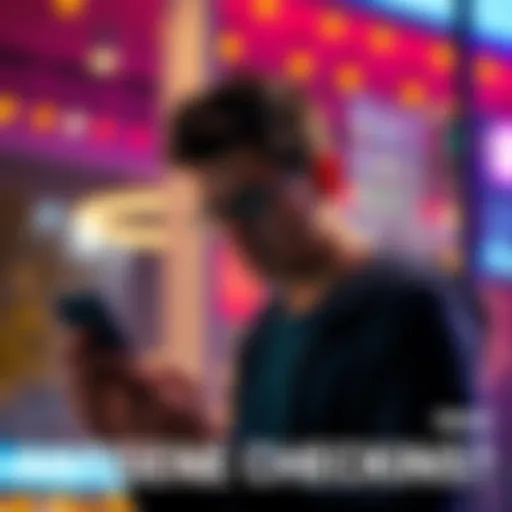 A person looking at a mobile screen with check-in options and considering a decision
