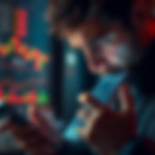 A worried user looking at a smartphone displaying the MEXC trading app, with financial charts and alerts visible, symbolizing safety concerns