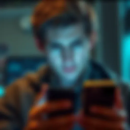 A concerned person checking their phone with a worried expression, reflecting frustration over a missing bank transfer.