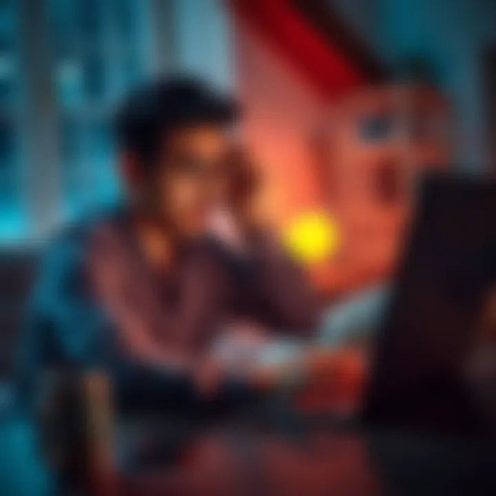 A person frustrated with a slow or lost internet connection on a laptop at home