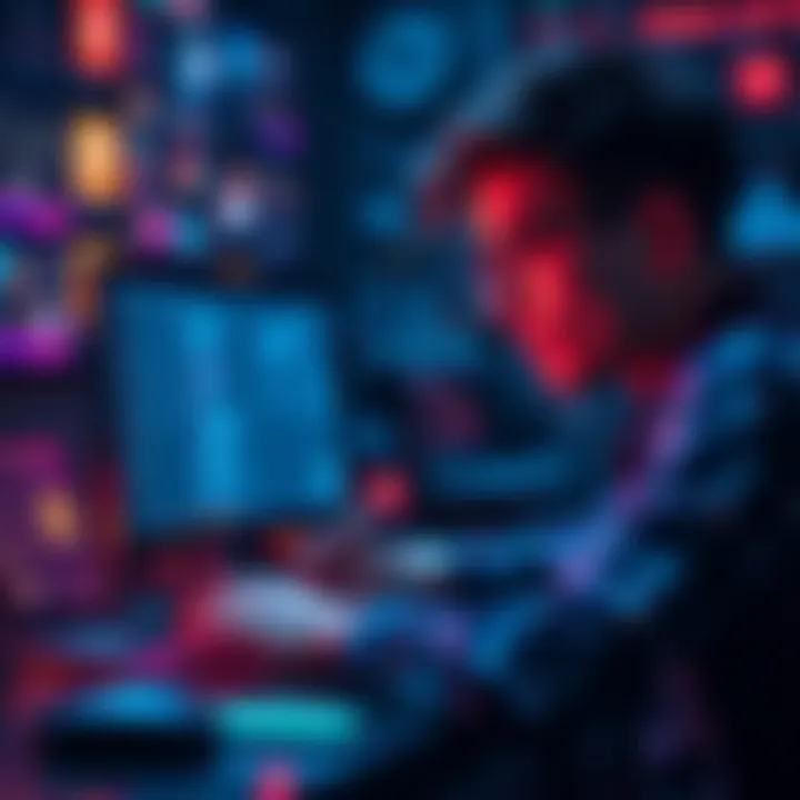 User looking at a computer screen while writing down a seed phrase, surrounded by various wallet app icons