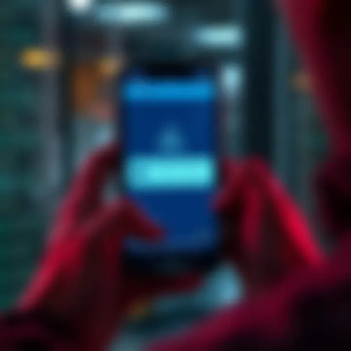 A person looking at a smartphone screen with an error message from the Lace Wallet App, seeking solutions on a user board