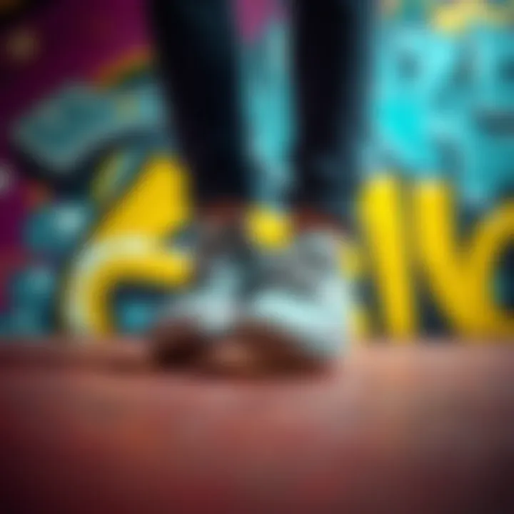 A person's feet in classic Vans sneakers on a colorful graffiti background, illustrating the discussion around Vans and cringe culture in forums.